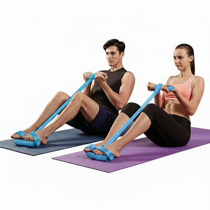 4-Tube Multi - Function Tension Rope with Handles - Home Gym Sit - up & Tummy Training Equipment for Men & Women