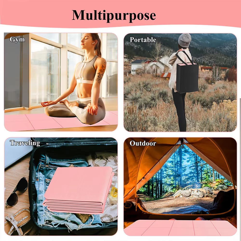 Foldable Yoga Mat Mute Eco Friendly Folding Travel Fitness Exercise Double Sided Non-Slip for Pilates & Floor Workouts Dance
