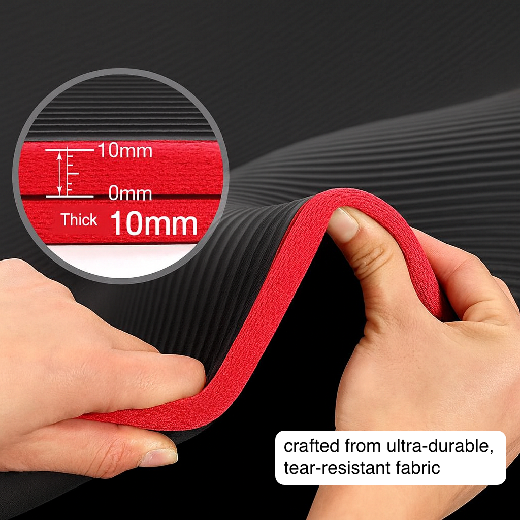 10mm Extra Thick NBR Yoga Mat – Non-Slip, Soft Exercise Mat for Fitness, Pilates & Home Workouts (183cm x 61cm)