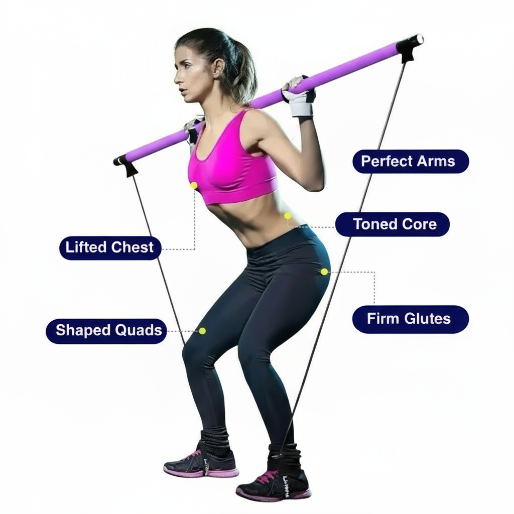 Portable Pilates Bar Kit – Strengthen, Stretch & Sculpt with This All-in-One Yoga and Resistance Band Trainer