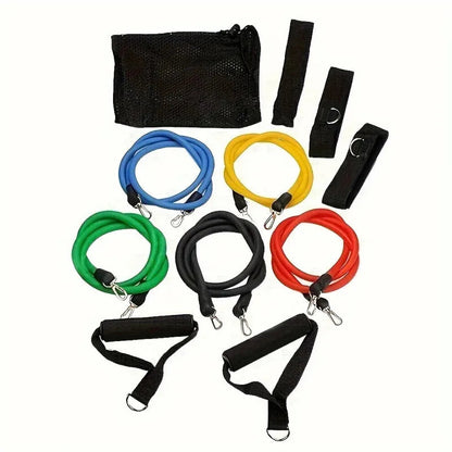 11-Piece Fitness Strap Set – Multifunctional Muscle Training Harness with Elastic Resistance Bands