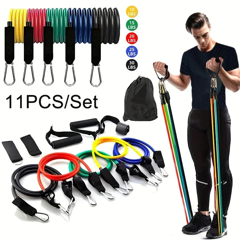 11 Piece Set of Muscle Training Straps, Multifunctional Fitness Tension Strap, Fitness Tension Training Harness, Elastic Rope