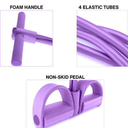 Pull Reducer Training Bands 4-Tube Pedal Exerciser | Full Body, Arm & Tummy Workout for Men & Women