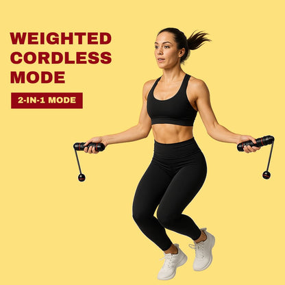 2-in-1 Adjustable Weighted Jump Rope | Corded & Cordless, Tangle-Free Design