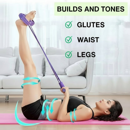 Pull Reducer Training Bands 4-Tube Pedal Exerciser | Full Body, Arm & Tummy Workout for Men & Women