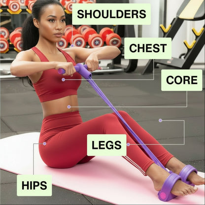 Pull Reducer Training Bands 4-Tube Pedal Exerciser | Full Body, Arm & Tummy Workout for Men & Women