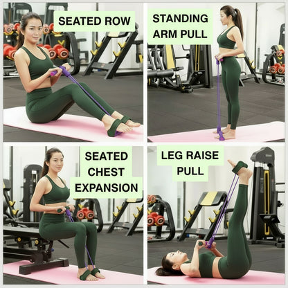 Pull Reducer Training Bands 4-Tube Pedal Exerciser | Full Body, Arm & Tummy Workout for Men & Women