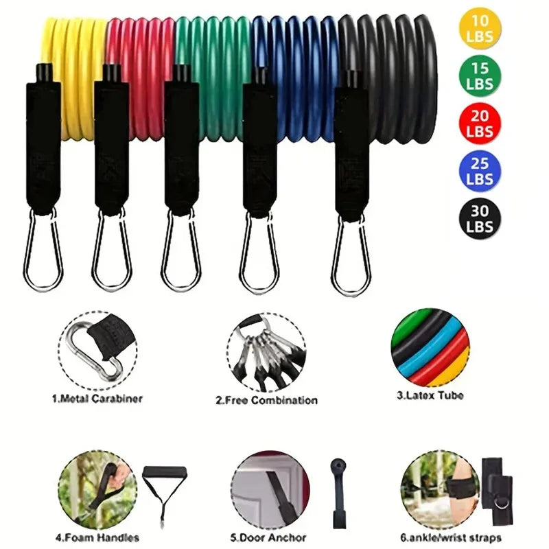 11 Piece Set of Muscle Training Straps, Multifunctional Fitness Tension Strap, Fitness Tension Training Harness, Elastic Rope